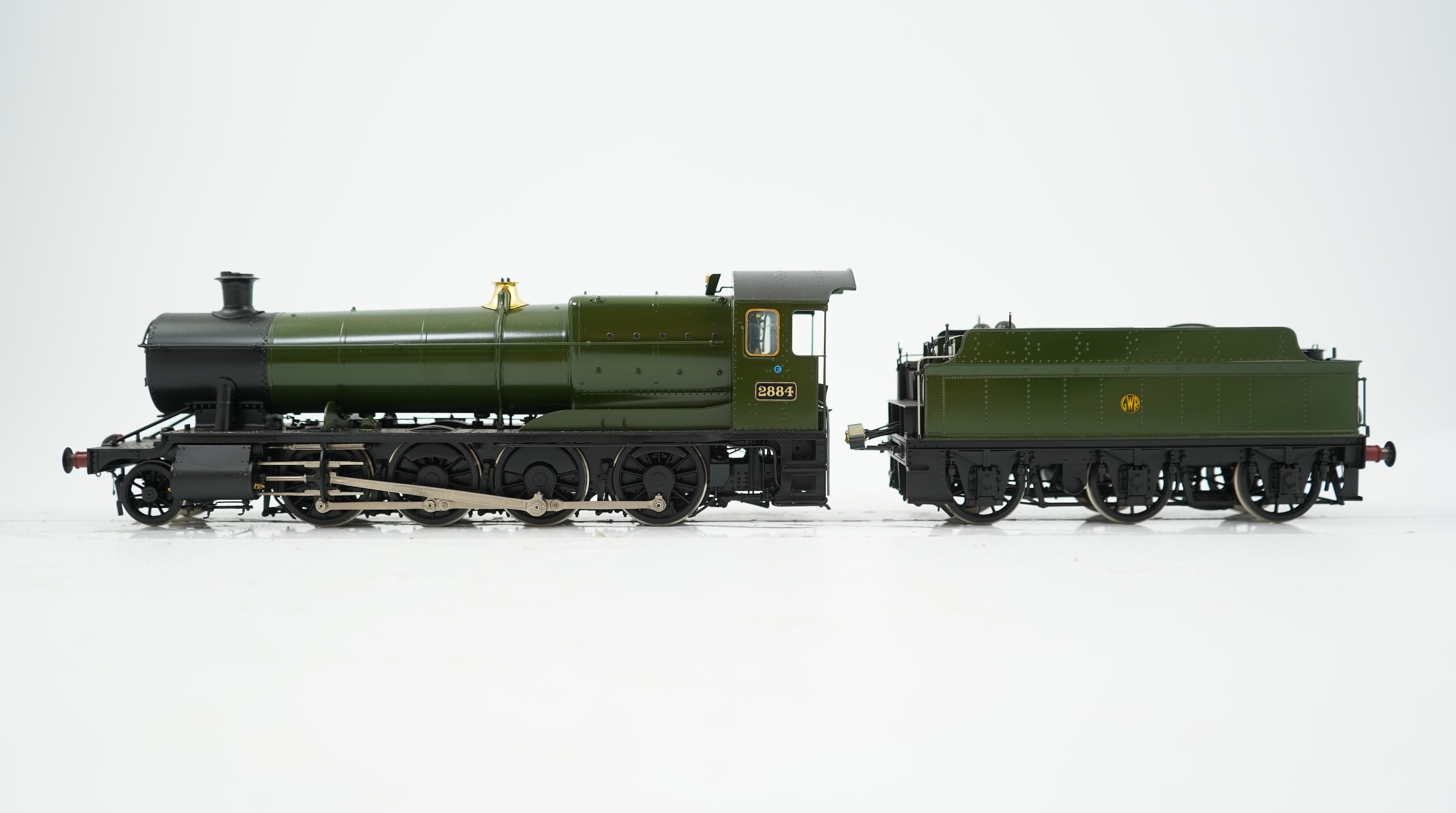 An 0 gauge Masterpiece Models model of GWR Class 28xx, 2884, 2-8-0 tender locomotive, powered for two rail operation, with original box.